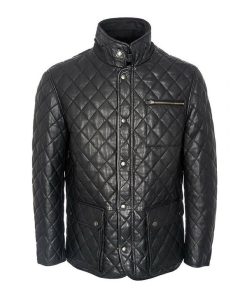 Men’s Cafe Racer Quilted Leather Jacket