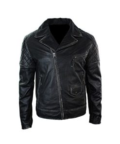 Men’s Distressed Leather Biker Jacket