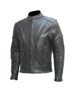Men’s Black Leather Biker Cafe Racer Jacket
