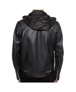 Men’s Hooded Leather Motorcycle Jacket
