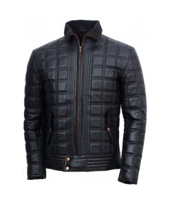 Men’s Quilted Leather Jacket Black Quilted