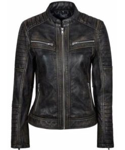 Women’s Vintage Biker Distressed Leather Jacket