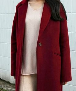 She Is Love 2022 Haley Bennett Red Trench Coat