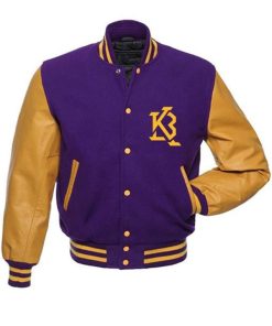 Kobe Bryant 24 Angel LA Lakers Letterman Purple and Yellow Jacket