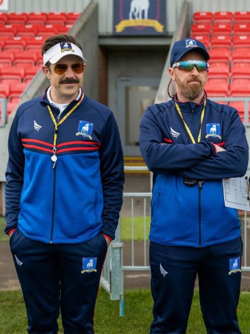 Jason Sudeikis Ted Lasso Blue Coach Fleece Tracksuit