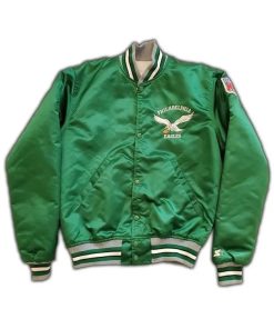 90 s Philadelphia Eagles Green Satin Bomber Jacket