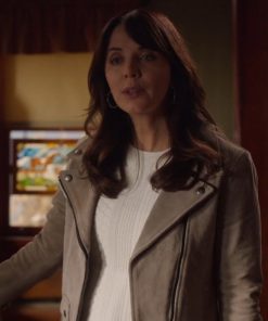 Michelle Morgan Tv Series Heartland S16 Lou Fleming Brown Suede Leather Jacket