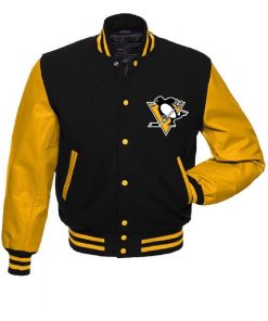 2023 NHL Pittsburgh Penguins Black and Yellow Varsity Jacket