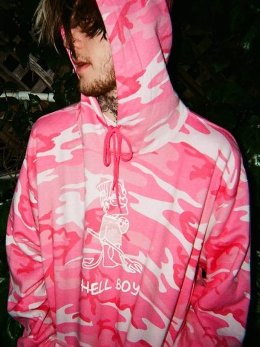 Lil Peep American Rapper Hellboy Pink Camo Hoodie