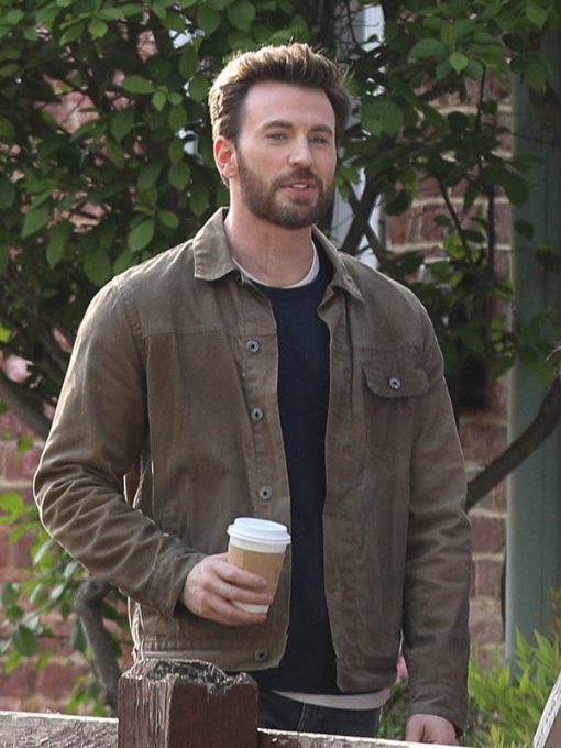 Ghosted 2023 Film Chris Evan Brown Cotton Jacket-Free Shipping