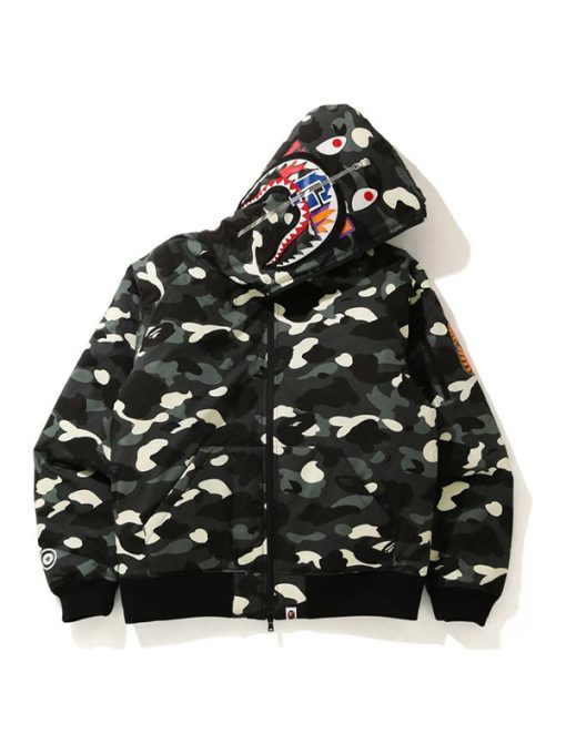 BAPE Camo Shark Zip-Up Black Hoodie