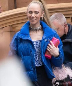Juno Temple TV Series Ted Lasso Season 3 Keeley Jones Blue Puffer Jacket