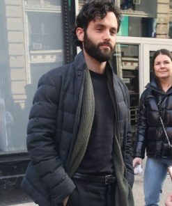 Joe Goldberg You TV Series S04 Penn Badgley Gray Puffer Jacket