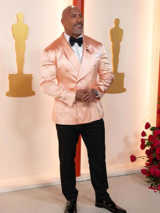 Oscar 2023 Dwayne Johnson Pink Satin Tuxedo