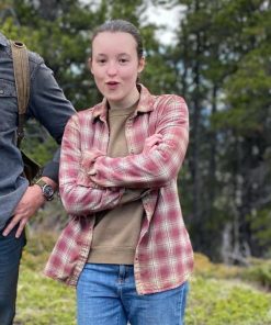TV Series The Last Of US 2023 Ellie Williams Pink Plaid Cotton Shirt