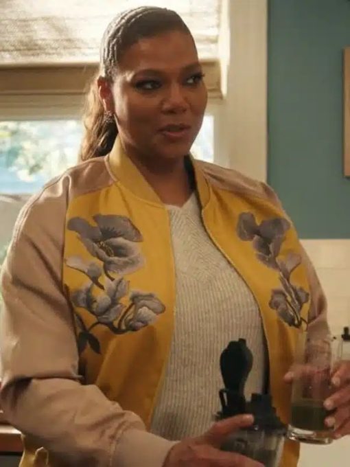 The Equalizer Season 3 Queen Latifah Yellow/Pink Floral Print Bomber Jacket