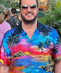 Luke Bryans Hawaiian Print American Idol Multicolor Shirt