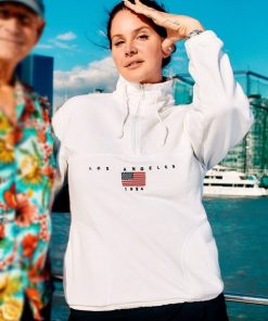 Lana Del Rey LA 1984 Half Zip White Sweatshirt