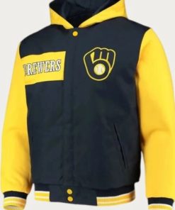 Milwaukee Brewers Navy and Yellow Hooded Jacket