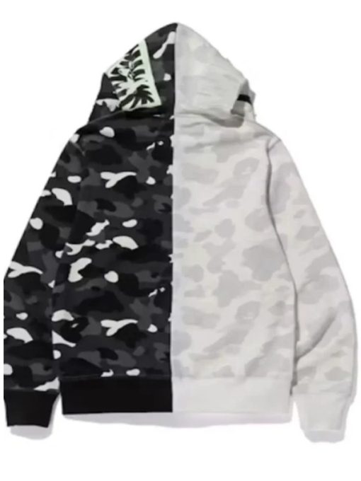 Half Shark Camo BAPE Hoodie BAPE Half Shark White Black
