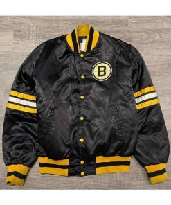 NHL Bomber Boston Bruins 80s Black Satin Jacket