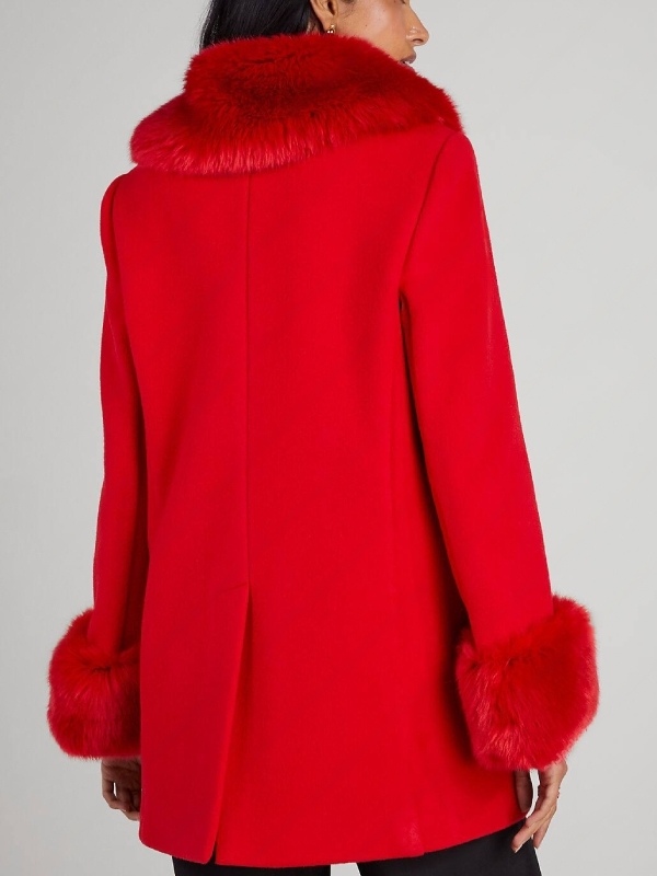 Red fur trim coat shop