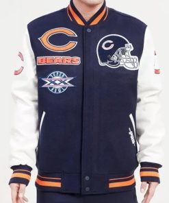 Chicago Bears Mash Up Navy Blue Varsity Jacket