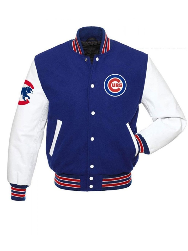 Chicago Cubs Blue and White Varsity Jacket MLB Chicago Cubs Jacket