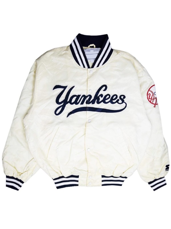 New York Yankees Vintage 90s White Satin Jacket | Buy Yankees Jacket