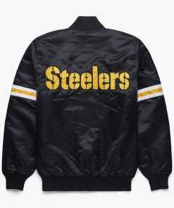 Starter Pittsburgh Steelers Black Satin Bomber Jacket