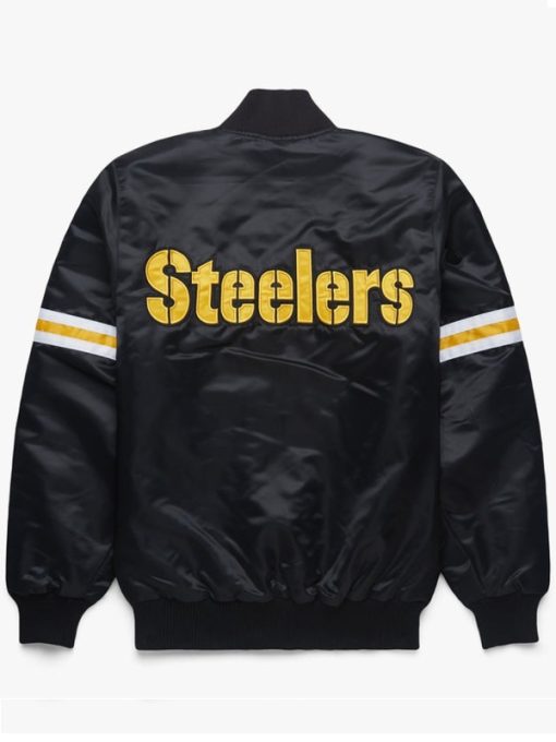 Starter Pittsburgh Steelers Black Satin Bomber Jacket