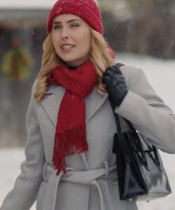 TV Movie Christmas On The Alpaca Farm 2023 Kirsten Comerford Gray Wool Coat