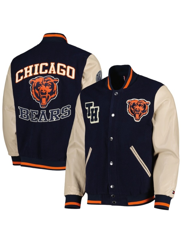 Chicago Bears Varsity Jacket | Tommy Hilfiger Navy Chicago