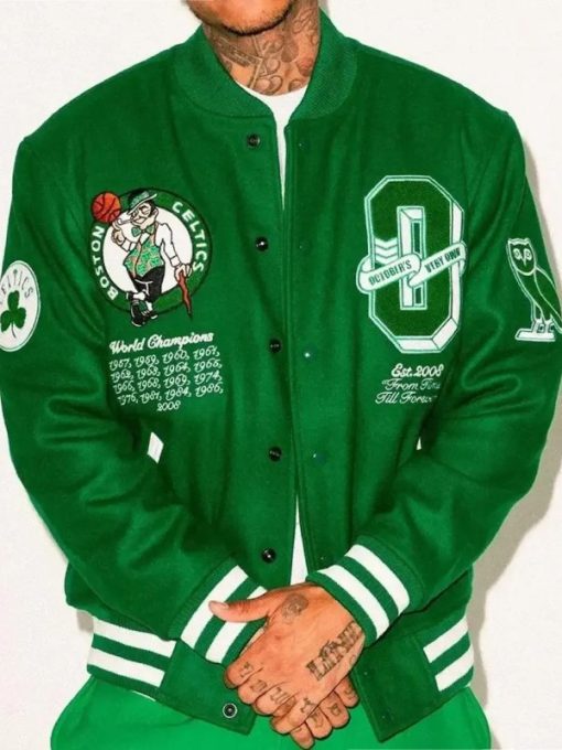 OVO x NBA Celtics Green Varsity Jacket