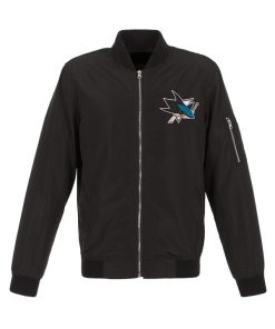 San Jose Sharks Black Lightweight Bomber Jacket