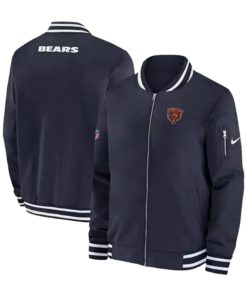 Chicago Bears Navy Blue Sideline Coach Bomber Jacket