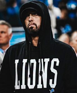 NFL Playoff Game Eminem Detroit Lions Pullover Black Hoodie
