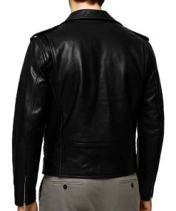 Mens Black Double-Zip Moto Jacket