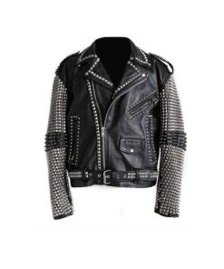 Mens Punk Studded Leather Jacket