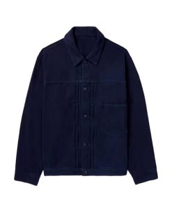 Blue Suede Leather Trucker Jacket Men’s