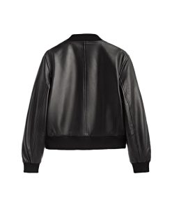 Classic Leather Black Bomber Jacket