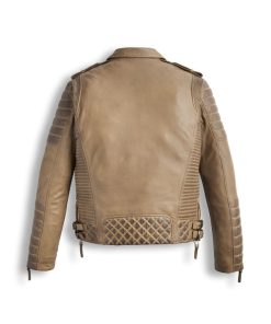Desert Brown Waxed Biker Leather Motorbike Jacket - Riding Style