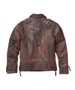 Men Waxed Brown Biker Leather Motorcycle Jacket