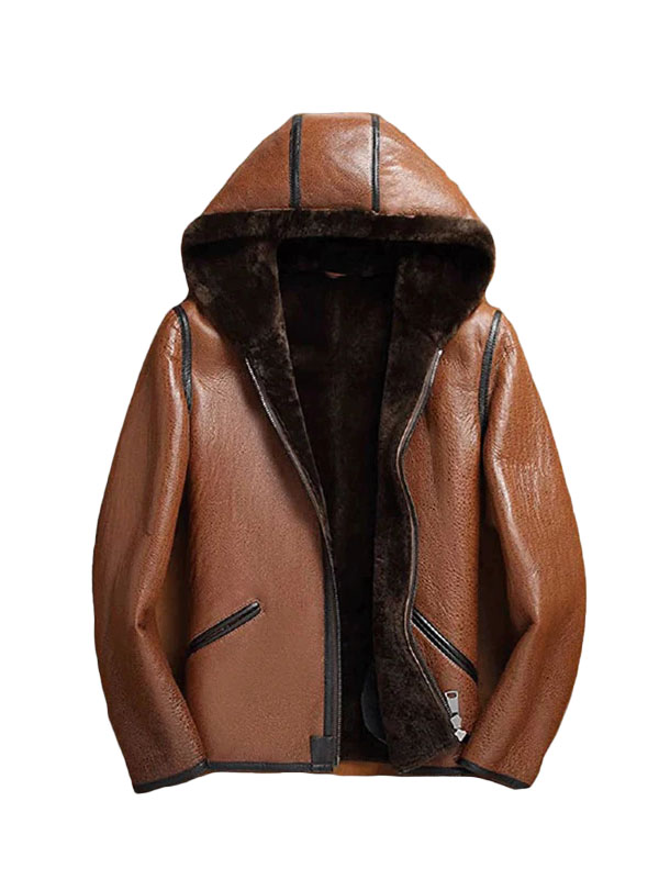 Mens Shearling Brown Sheepskin Leather Jacket Paragon Jackets