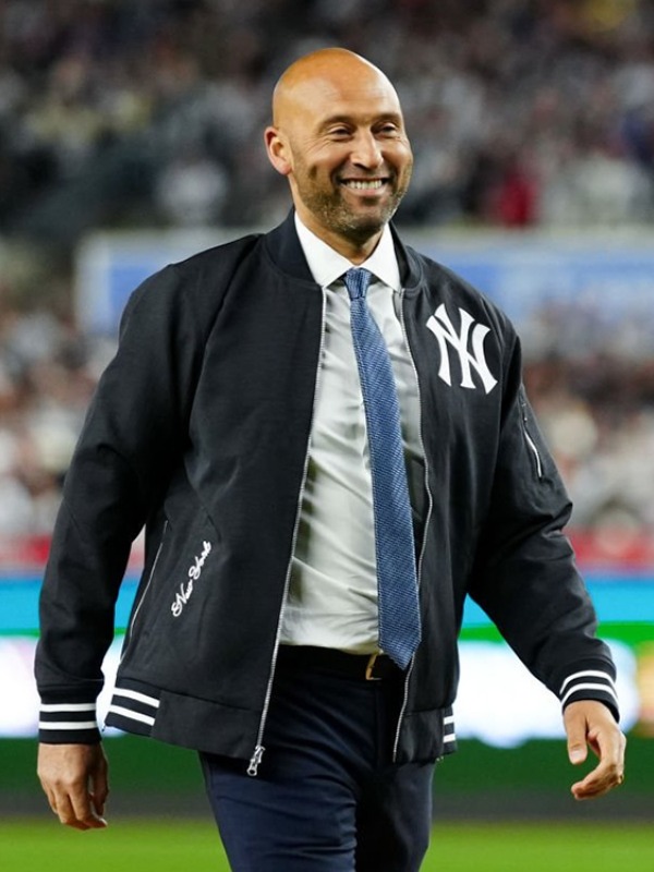 NY Yankees Derek Jeter Jacket First Pitch Yankees 2024 On Field Bomber