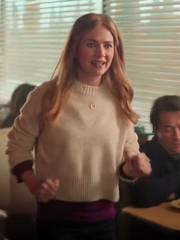 The Merry Gentlemen 2024 Britt Robertson Sweater Beige Speckled Sweater
