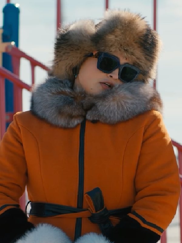 North Of North 2025 Anna Lambe Fur Collar Orange Coat