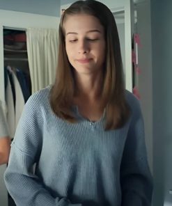 Jaeda Lily Miller Movie Before Your Father Finds Us Emily Sweater - Gray