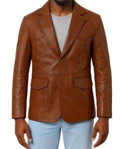 Men's Brown Leather Blazer_11zon