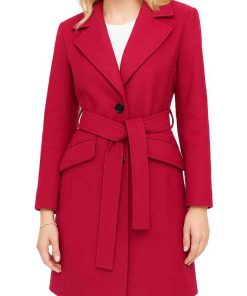 Women's Pink Notch Lapel Wool Coat